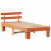 vidaXL Bed Frame with Headboard Wax Brown 90 x 200 cm Solid Pine Wood