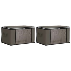 vidaXL Storage Box with Transparent Side Window 2 pcs Grey