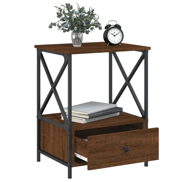 vidaXL Bedside Table Brown Oak 50x41x65 cm Engineered Wood