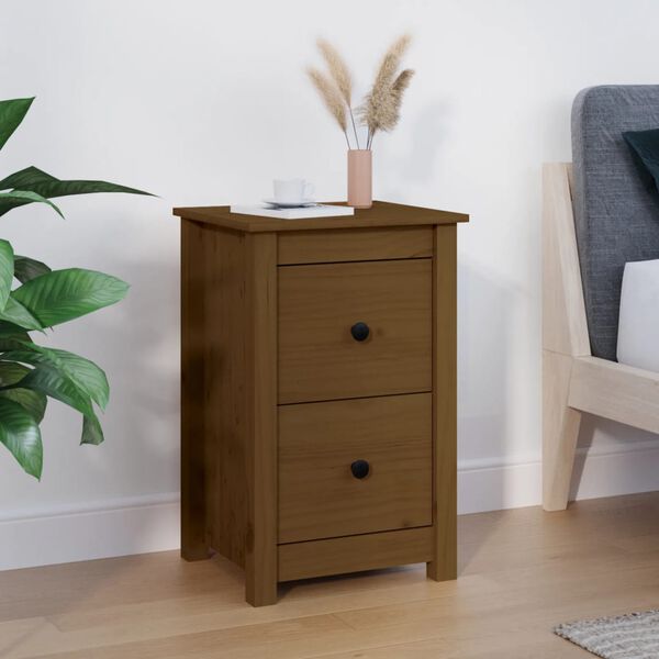 vidaXL Bedside Cabinet Honey Brown 40x35x61.5 cm Solid Wood Pine