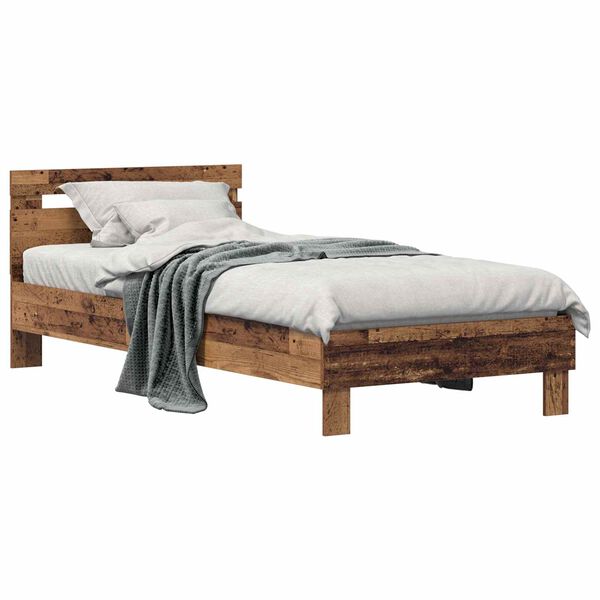 vidaXL Bed Frame with Headboard Old Wood 98.5 x 200 cm Engineered Wood