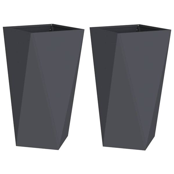 vidaXL Planter 2 pcs Anthracite 40 x 40 x 75 cm Steel