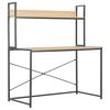 vidaXL Computer Desk | Black and Oak | Engineered Wood and Powder-Coated Metal