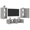 vidaXL 4 Piece TV Wall Units with LED Grey Sonoma Engineered Wood