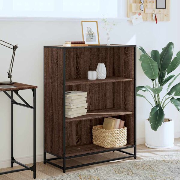 vidaXL Book Cabinet Brown Oak 80.5x35x107.5 cm Engineered Wood