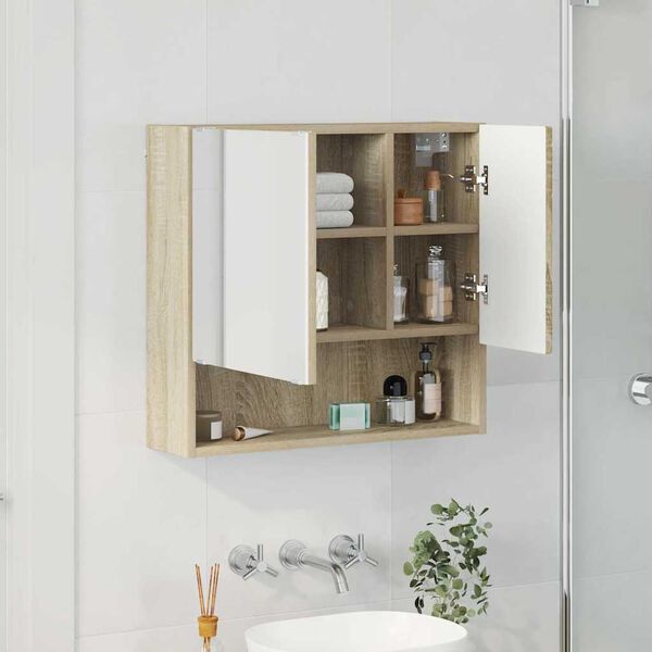 vidaXL Mirror Cabinet Sonoma oak 59 x 17 x 55 cm Engineered wood