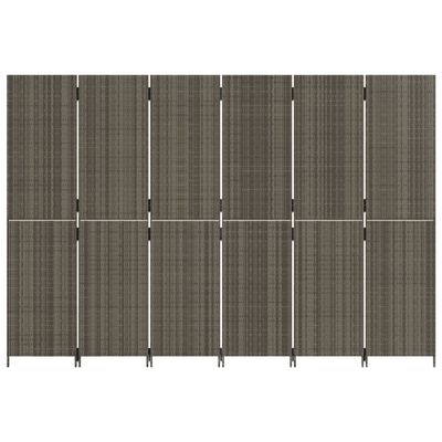 vidaXL Room Divider 6 Panels Grey Poly Rattan