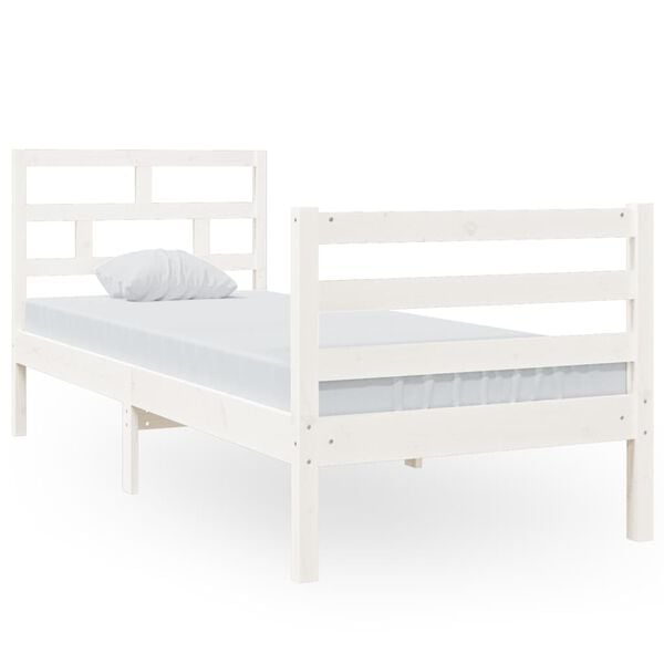 vidaXL Bed Frame without Mattress White 75x190 cm Small Single Solid Wood