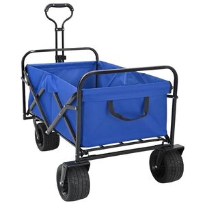 vidaXL Folding Shopping Trolley with Breaks Blue 89 x 63 x 96 cm