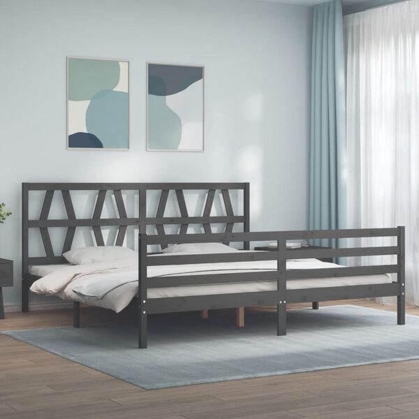 vidaXL Bed Frame without Mattress Grey 200x200 cm Solid Wood