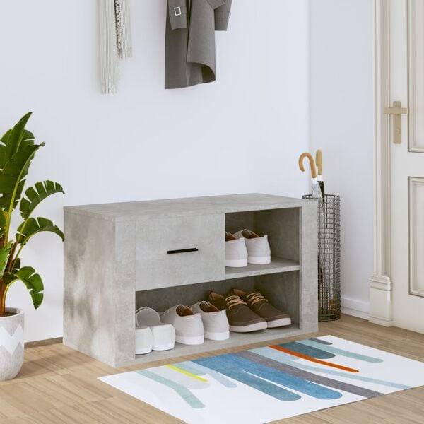 vidaXL Shoe Cabinet Concrete Grey 80x35x45 cm Engineered Wood