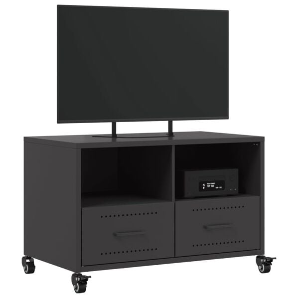 vidaXL TV Cabinet Black 68x39x43.5 cm Steel