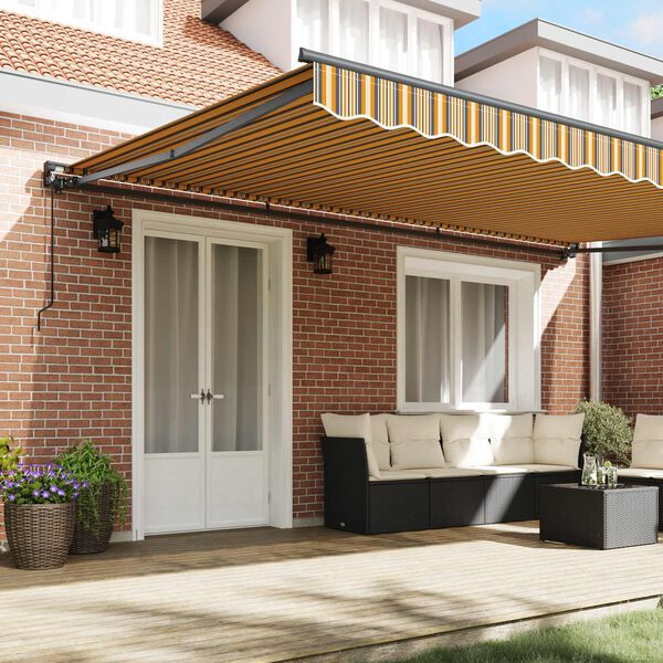 vidaXL Retractable Awning Manual Yellow and Grey 500 x 300 cm
