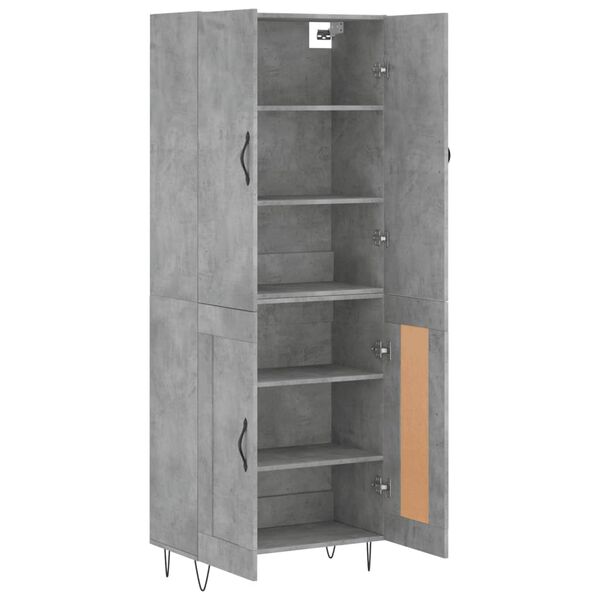 vidaXL Highboard Concrete Grey 69.5x34x180 cm Engineered Wood