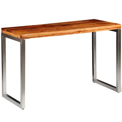 vidaXL Solid Sheesham Wood Dining Table Office Desk with Steel Leg