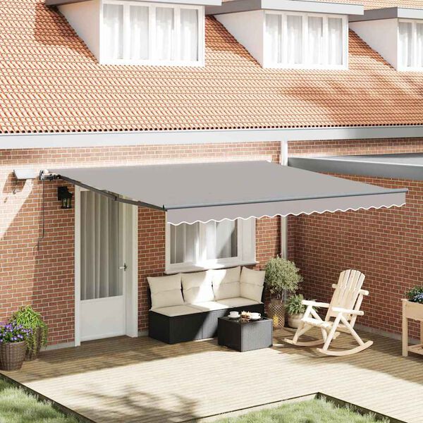 vidaXL Retractable Awning Manual Light grey 400 x 350 cm Fabric