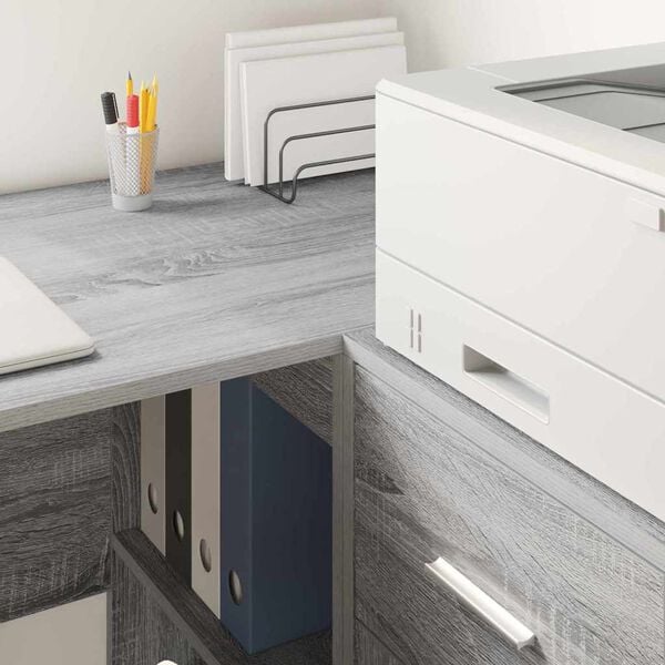 vidaXL Desk with Shelf Grey Sonoma 102 x 50 x 75 cm Engineered Wood