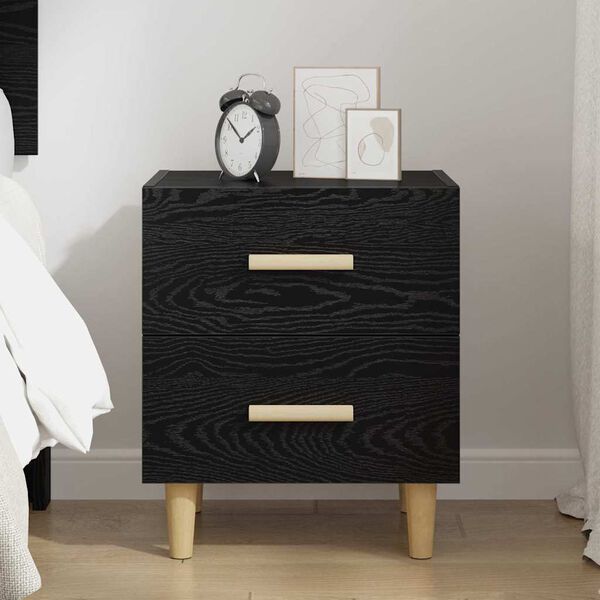 vidaXL Bed Cabinet Black Oak 40 x 35 x 47.5cm Engineered Wood