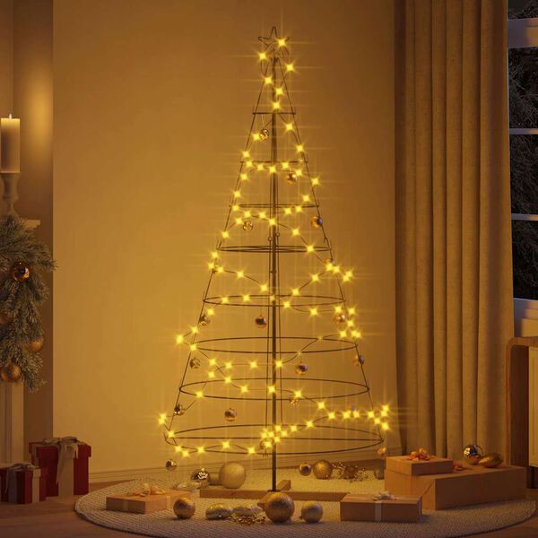 vidaXL Christmas Cone Tree with Stand Black 210 cm Steel