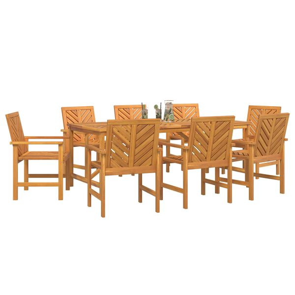 vidaXL Garden Dining Set 9 pcs Brown Solid Acacia Wood