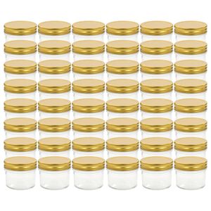 vidaXL Glass Jam Jars with Gold Lid 48 pcs 110 ml