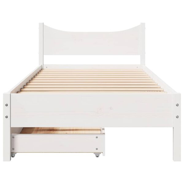 vidaXL Bed Frame with Drawers White 90x200 cm Solid Wood Pine