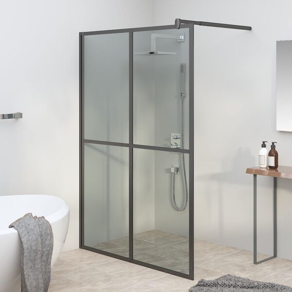 vidaXL Walk-in Shower Screen 140x195 cm Dark Tempered Glass