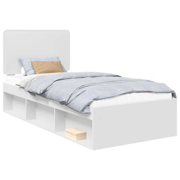 vidaXL Bed Frame with Headboard White 90 x 200 cm Solid Pine Wood