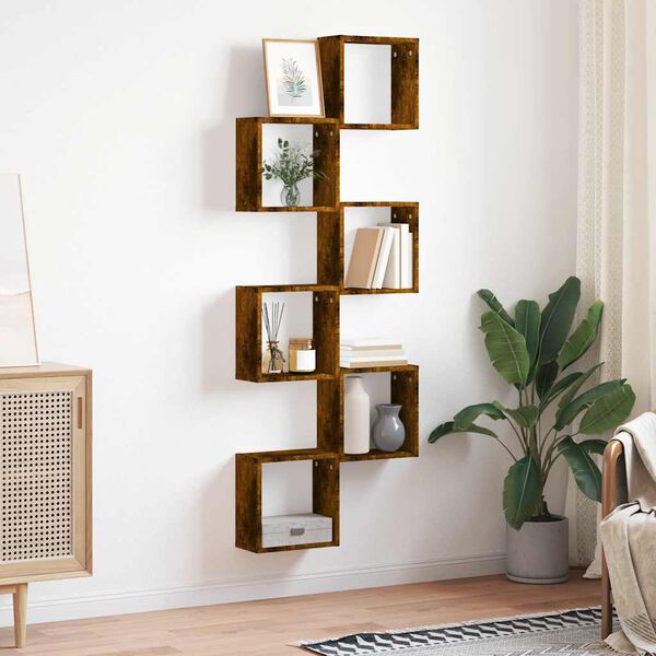 vidaXL Wall Cube Shelves 6 pcs Smoked Oak 30x15x30 cm