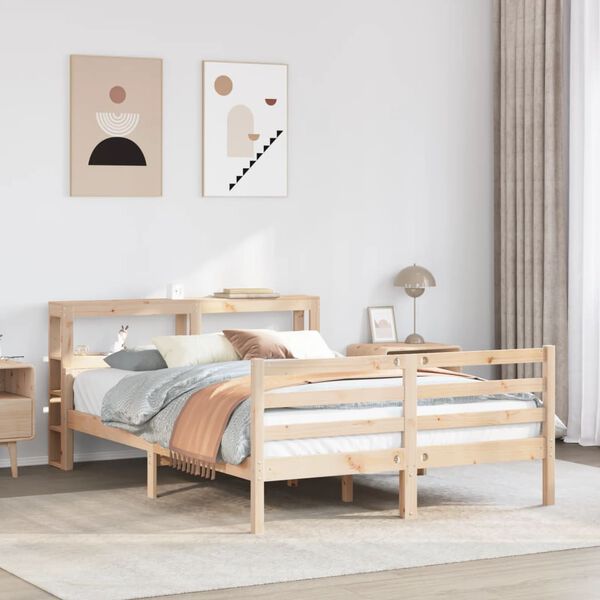 vidaXL Bed Frame with Headboard without Mattress 140x190 cm