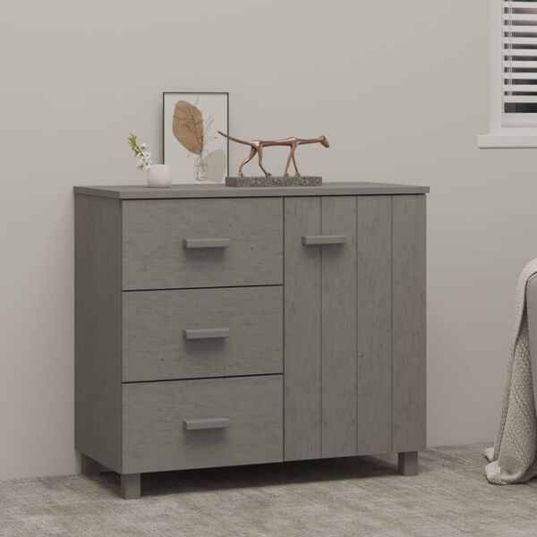 vidaXL Sideboard HAMAR Light Grey 90x40x80 cm Solid Pinewood