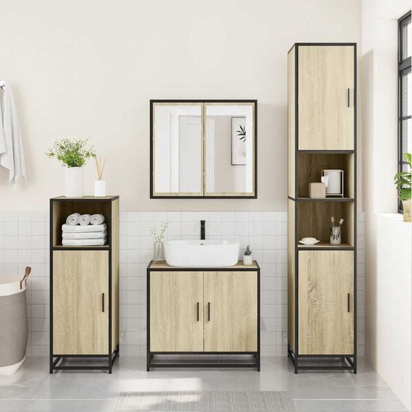 vidaXL Bathroom Cabinet Sonoma Oak 35x37.5x100 cm Engineered Wood