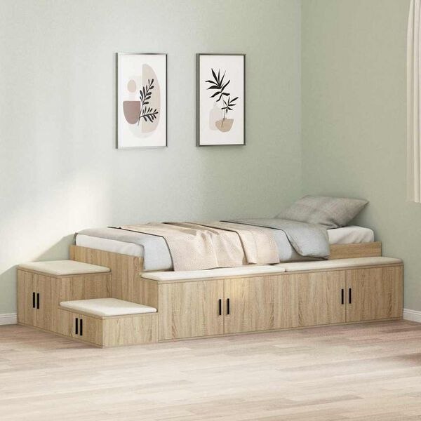 vidaXL Storage Bed Frame with Storage Sonoma Oak 75 cm Engineered Wood