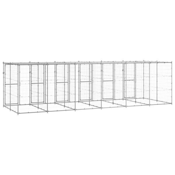 vidaXL Outdoor Dog Kennel Galvanised Steel with Roof 14.52 m&sup2;