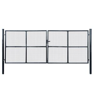 vidaXL Mesh Garden Gate Galvanised Steel 400x150 cm Grey