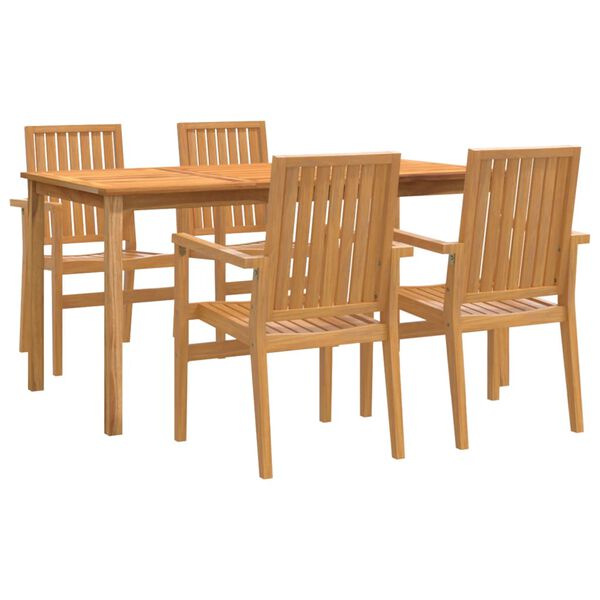 vidaXL 5 Piece Garden Dining Set Solid Wood Teak