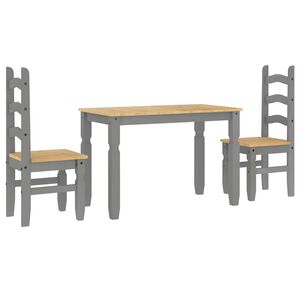 vidaXL 3 Piece Dining Set PANAMA Grey Solid Wood Pine