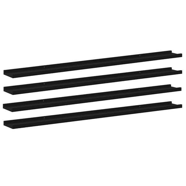 vidaXL Wall Shelves 4 pcs Black 115x9x3 cm