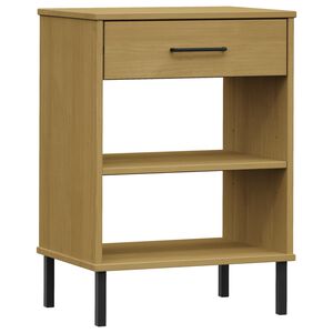vidaXL Console Cabinet with Metal Legs Brown Solid Wood Pine "OSLO