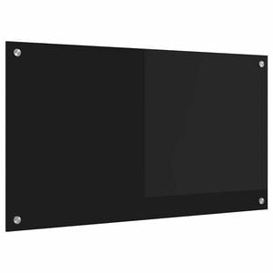 vidaXL Kitchen Backsplash Black 90 x 50 cm Tempered Glass