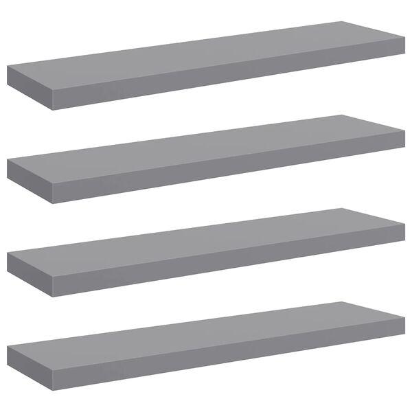 vidaXL Floating Wall Shelves 4 pcs Grey 90x23.5x3.8 cm MDF