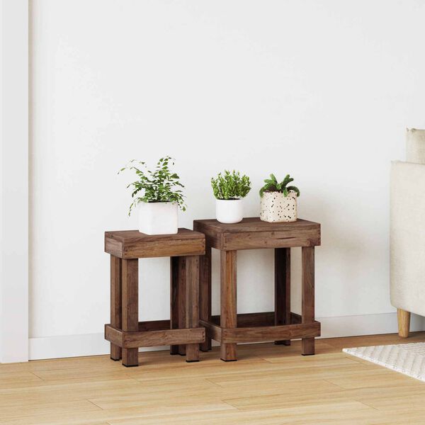 vidaXL Plant Stand 2 pcs Brown 70 x 11 x 27 cm Mahogany Wood