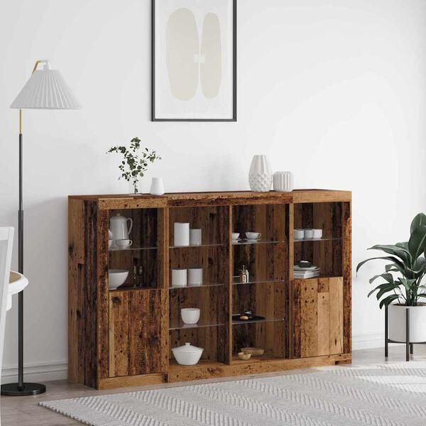 vidaXL LED Sideboard Old Wood 163 x 37 x 100 cm Engineered Wood