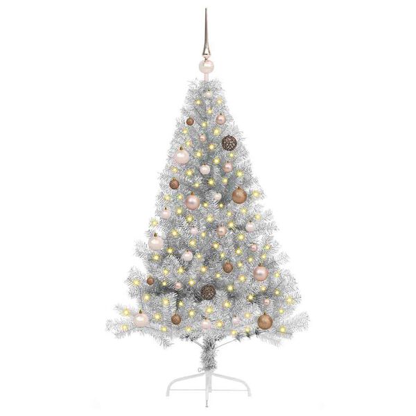 vidaXL Artificial Pre-lit Christmas Tree Silver 150 cm PET