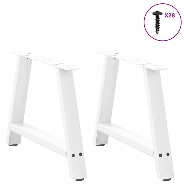 vidaXL Coffee Table Legs A-Shaped 2 pcs White&nbsp;70x(42-43) cm Steel