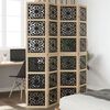 vidaXL Room Divider 4 Panels Brown and Black Solid Wood Paulownia