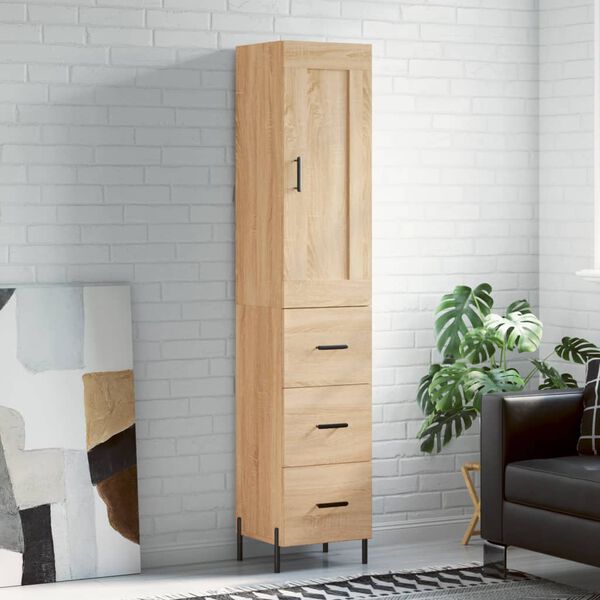 vidaXL Highboard Sonoma Oak 34.5x34x180 cm Engineered Wood