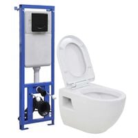 vidaXL Wall-Hung Toilet with Concealed High Cistern Ceramic