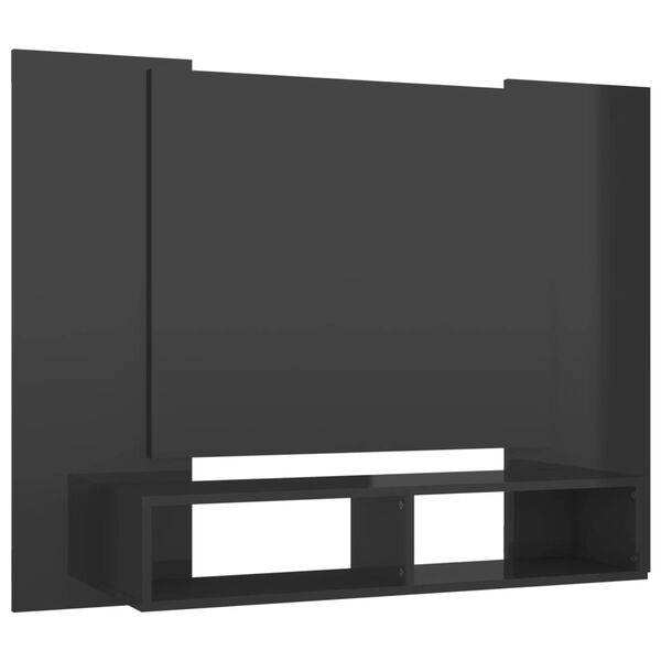 vidaXL Wall TV Cabinet High Gloss Grey 120x23.5x90 cm Engineered Wood