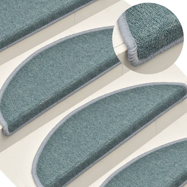 vidaXL Stair Mats 15 pcs 56x17x3 cm Sea Blue Half Round